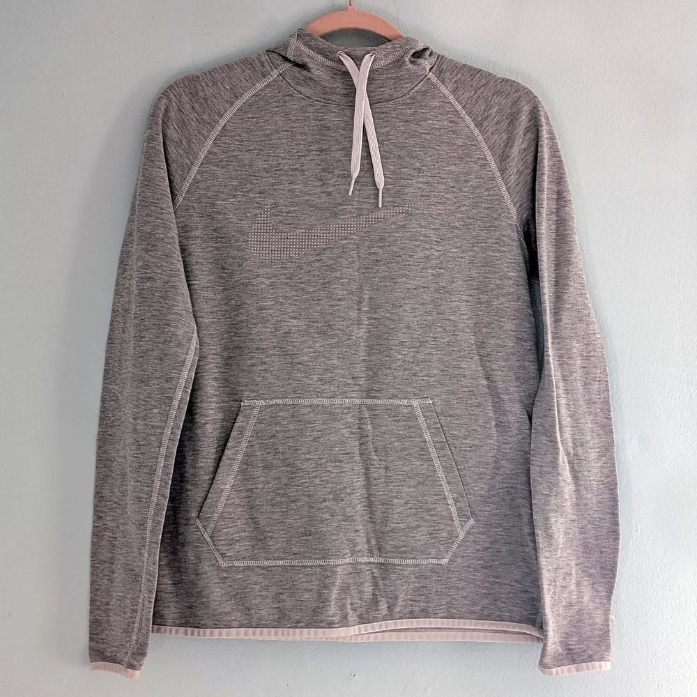 Nike Sweatshirt Dri-Fit Hoodie Lavender Gray Heathered Running Swoop Small